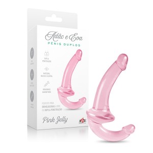 Pink Jelly Sem Cinta Pênis Duplo Rosa - AEE007