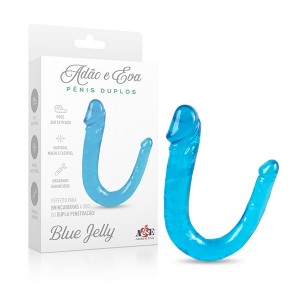 Blue Jelly Sem Cinta Pênis Duplo Azul - AEE008