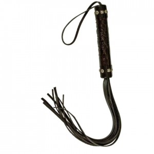 Chicote em Couro preto - Hot Flowers - HZ337