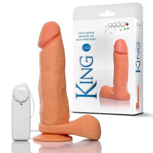 King 8 - Pênis com Escroto, Ventosa e Vibrador - 20x4,5cm - PR120