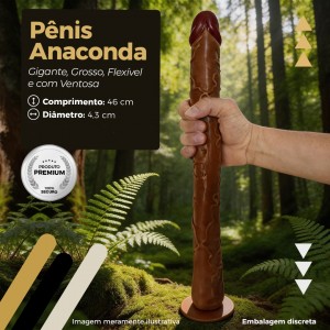 Pênis Grande Anaconda Gigante Dildo 46x4,3cm Marrom Realista - ADAO126M