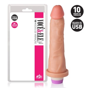 Pênis Realístico com 10 Modos de Vibração Recarregável 18,5x4,5 cm - ADAO17U