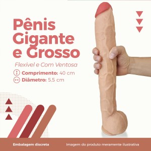  Pênis Grande Gigante e Grosso Com Ventosa 39x5,5cm "Negão da Picona" Bege - ADAO99B