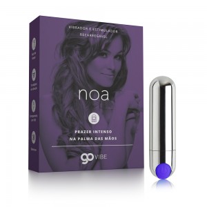 Cápsula Vibratória Multivelocidade Recarregável Estimulador Bullet Go Vibe Noa - 7,5cm x 1,8cm - IA276