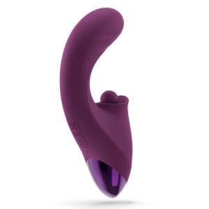 Vibrador Duplo com Estimulador Clitoriano por Pulsação e Vibração Vai e Vem do Ponto G Roxo - ME328