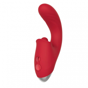 Vibrador Duplo com Estimulador Clitoriano por Pulsação e Vibração Vai e Vem do Ponto G Vermelho - ME329