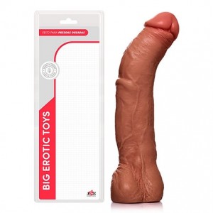 Prótese Monster Pênis Grande 26x6cm Com Escroto Marrom - ADAO30M