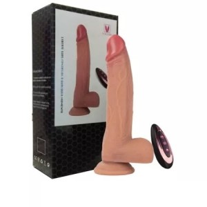 Pênis Vai e Vem 16x13cm Com Vibro Ventosa e Escroto - Bege - PE243 